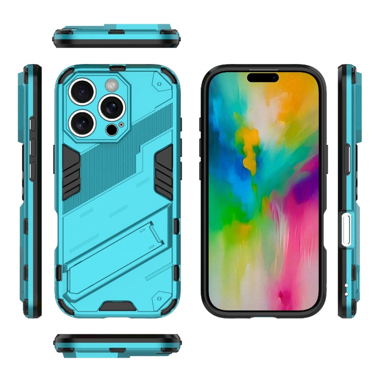 For iPhone 16 Pro Punk Armor 2 in 1 PC + TPU Phone Case with Holder(Blue) by buy2fix