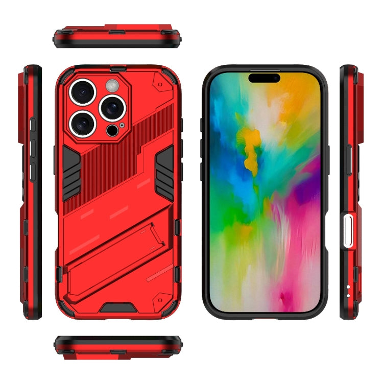 For iPhone 16 Pro Max Punk Armor 2 in 1 PC + TPU Phone Case with Holder(Red) by buy2fix