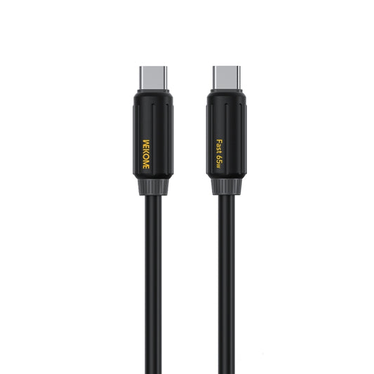 WK WDC-28 Elastic Genuine Silicone 1m PD65W Type-C to Type-C Fast Charging Data Cable(Black) - USB-C & Type-C Cable by WK | Online Shopping UK | buy2fix