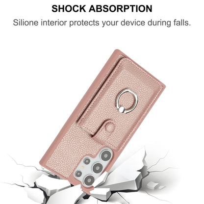 For Samsung Galaxy S25 Ultra 5G Litchi Texture Drawing Card Bag Ring Holder Phone Case(Wine Red) by buy2fix