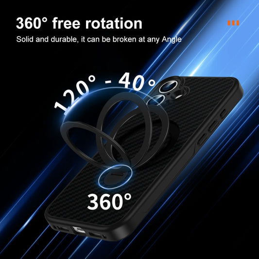 For iPhone 13 Pro Max Carbon Fiber MagSafe 360 Degree Rotating Holder Phone Case(Black) by buy2fix