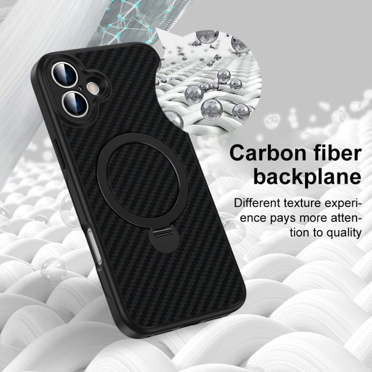 For iPhone 12 Carbon Fiber MagSafe 360 Degree Rotating Holder Phone Case(Black) by buy2fix