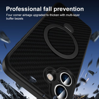 For iPhone 13 Carbon Fiber MagSafe 360 Degree Rotating Holder Phone Case(Black) by buy2fix