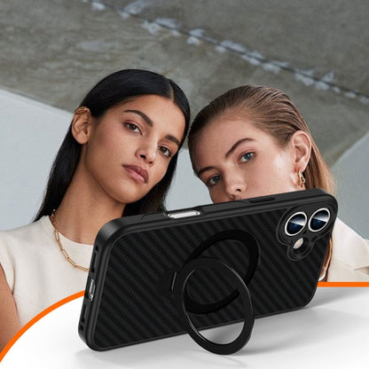 For iPhone 17 Pro Max Carbon Fiber MagSafe 360 Degree Rotating Holder Phone Case(Black) - iPhone 17 Pro Max Cases by buy2fix | Online Shopping UK | buy2fix