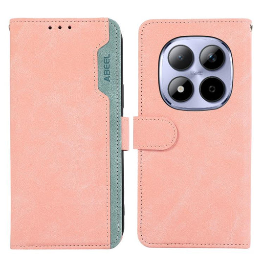 For Redmi Note 15 Pro+ 5G Global 163.3 ABEEL Color Block Magnetic RFID Leather Phone Case(Pink-Cyan)