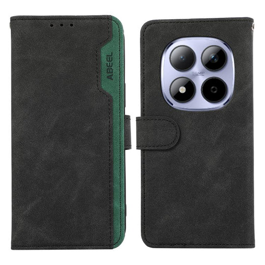 For Redmi Note 15 Pro+ 5G Global 163.3 ABEEL Color Block Magnetic RFID Leather Phone Case(Black-Green)