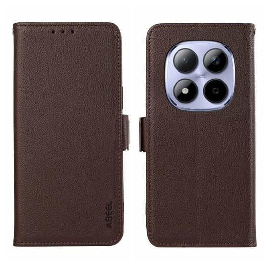 For Redmi Note 15 Pro+ 5G Global 163.3 ABEEL Side-Magnetic Litchi Pattern Leather RFID Phone Case(Brown)