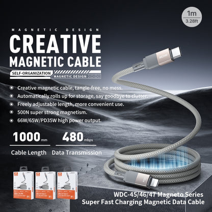 WK WDC-45 Magneto Series 1m 66W USB to Type-C Fast Charging Magnetic Data Cable(Grey) - USB-C & Type-C Cable by WK | Online Shopping UK | buy2fix