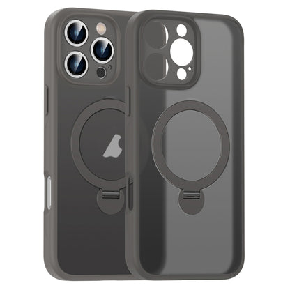 For iPhone 16 Pro Max Matte Texture 360 Degree Rotary Tone Holder MagSafe Phone Case(Titanium Gray) - iPhone 16 Pro Max Cases by buy2fix | Online Shopping UK | buy2fix