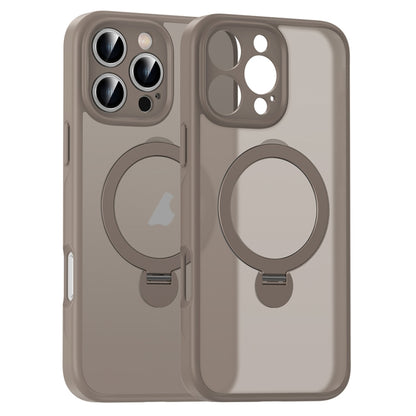 For iPhone 15 Pro Matte Texture 360 Degree Rotary Tone Holder MagSafe Phone Case(Titanium Gold) - iPhone 15 Pro Cases by buy2fix | Online Shopping UK | buy2fix