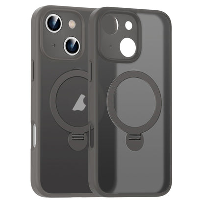 For iPhone 15 Matte Texture 360 Degree Rotary Tone Holder MagSafe Phone Case(Titanium Gray) - iPhone 15 Cases by buy2fix | Online Shopping UK | buy2fix