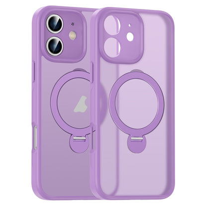 For iPhone 11 Matte Texture 360 Degree Rotary Tone Holder MagSafe Phone Case(Roland Purple) - iPhone 11 Cases by buy2fix | Online Shopping UK | buy2fix