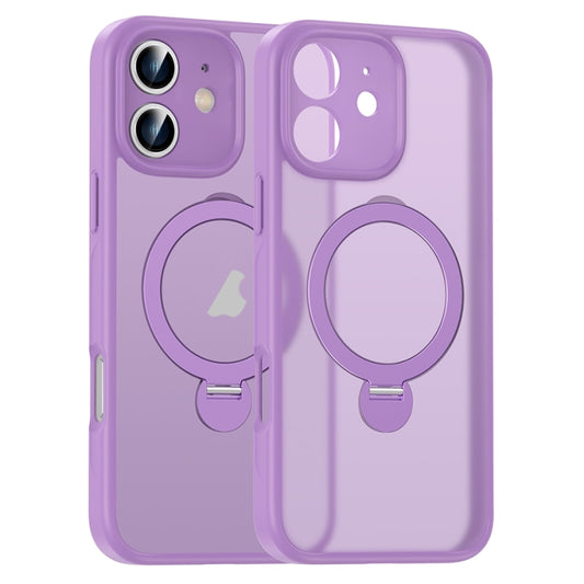 For iPhone 11 Matte Texture 360 Degree Rotary Tone Holder MagSafe Phone Case(Roland Purple) - iPhone 11 Cases by buy2fix | Online Shopping UK | buy2fix