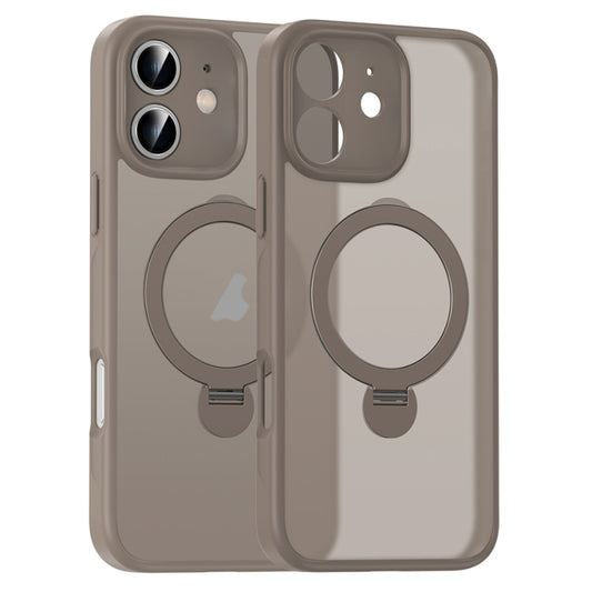 For iPhone 11 Matte Texture 360 Degree Rotary Tone Holder MagSafe Phone Case(Titanium Gold) - iPhone 11 Cases by buy2fix | Online Shopping UK | buy2fix