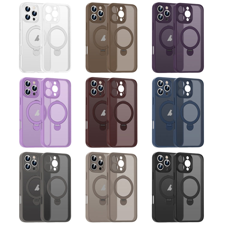 For iPhone 15 Pro Matte Texture 360 Degree Rotary Tone Holder MagSafe Phone Case(Bronze) - iPhone 15 Pro Cases by buy2fix | Online Shopping UK | buy2fix