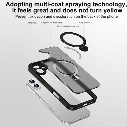 For iPhone 15 Pro Matte Texture 360 Degree Rotary Tone Holder MagSafe Phone Case(Black) - iPhone 15 Pro Cases by buy2fix | Online Shopping UK | buy2fix