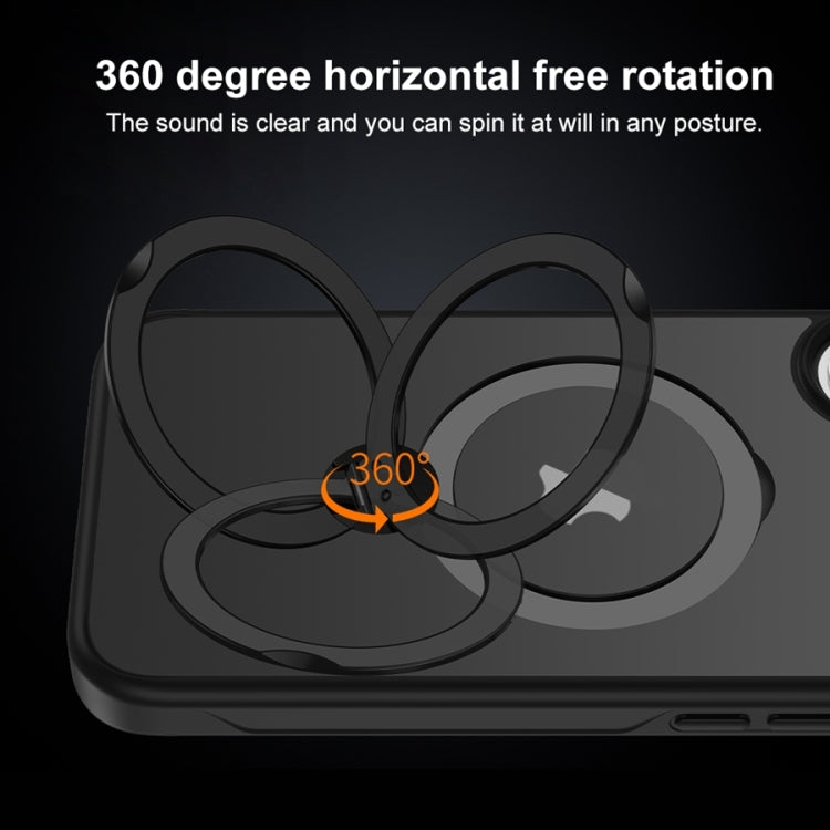 For iPhone 15 Pro Matte Texture 360 Degree Rotary Tone Holder MagSafe Phone Case(Black) - iPhone 15 Pro Cases by buy2fix | Online Shopping UK | buy2fix