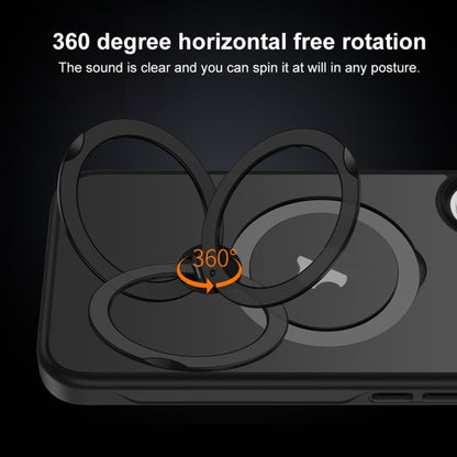 For iPhone 15 Pro Matte Texture 360 Degree Rotary Tone Holder MagSafe Phone Case(Black) - iPhone 15 Pro Cases by buy2fix | Online Shopping UK | buy2fix
