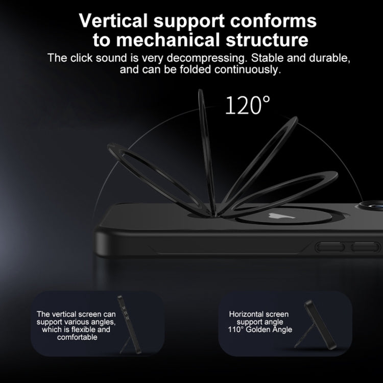 For iPhone 14 Matte Texture 360 Degree Rotary Tone Holder MagSafe Phone Case(Transparent) - iPhone 14 Cases by buy2fix | Online Shopping UK | buy2fix