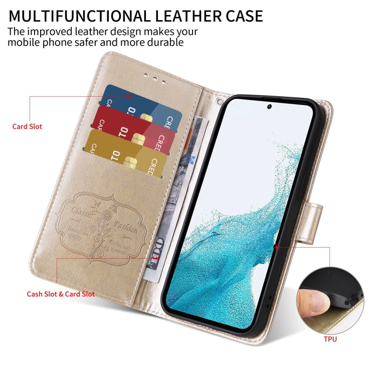 For Google Pixel 9 Pro XL Embossed Butterfly Flowers Leather Phone Case(Gold) by buy2fix