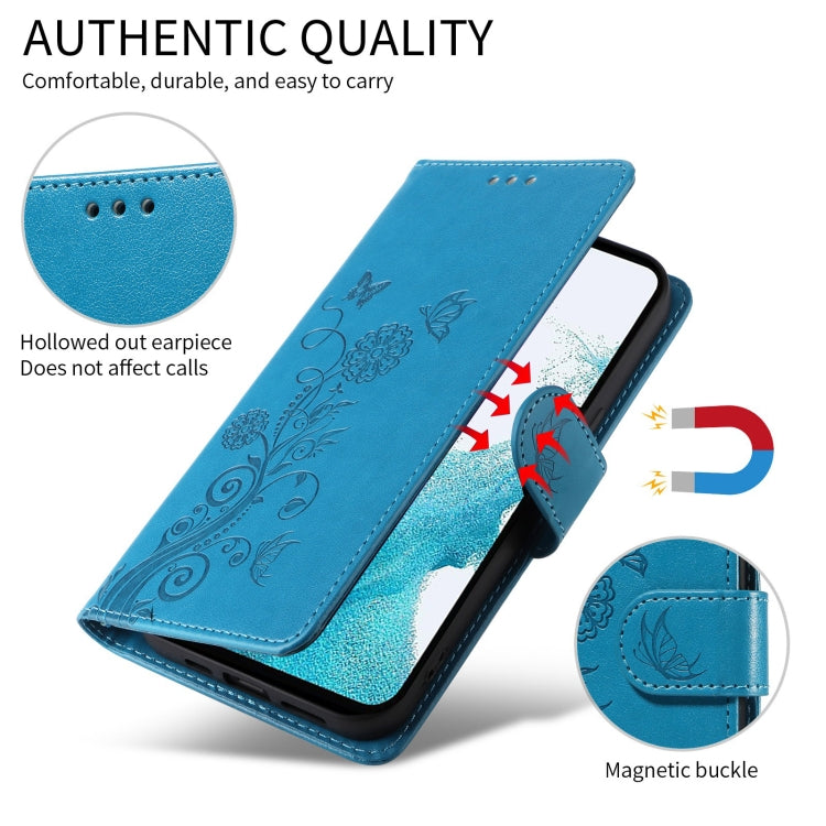 For Google Pixel 9 Pro XL Embossed Butterfly Flowers Leather Phone Case(Blue) by buy2fix