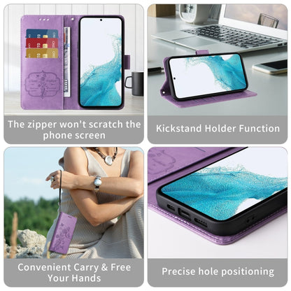 For Google Pixel 9 / 9 Pro Embossed Butterfly Flowers Leather Phone Case(Purple) by buy2fix