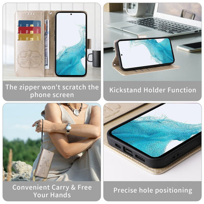 For Google Pixel 9 / 9 Pro Embossed Butterfly Flowers Leather Phone Case(Gold) by buy2fix