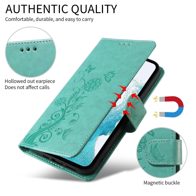 For Google Pixel 9 / 9 Pro Embossed Butterfly Flowers Leather Phone Case(Green) by buy2fix