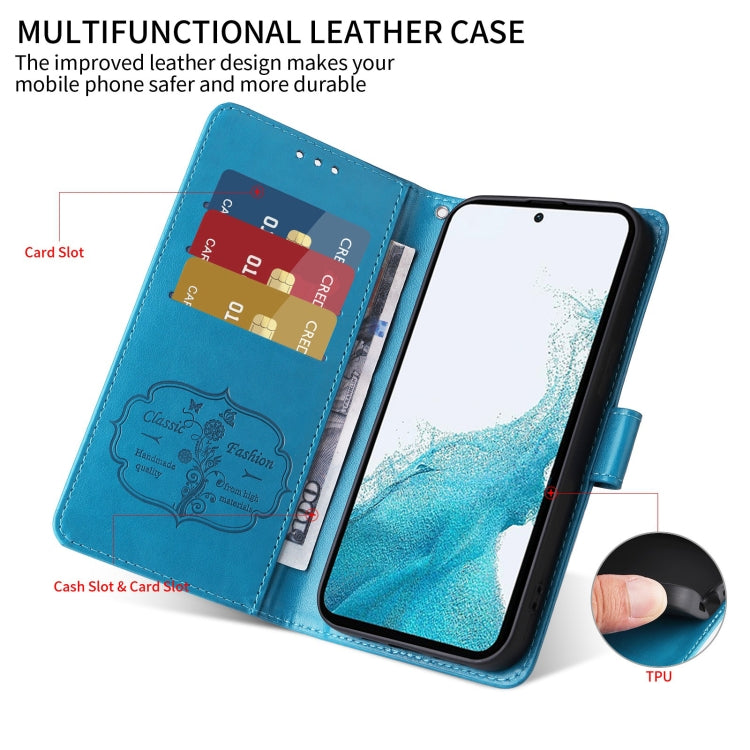 For Google Pixel 9 / 9 Pro Embossed Butterfly Flowers Leather Phone Case(Blue) by buy2fix