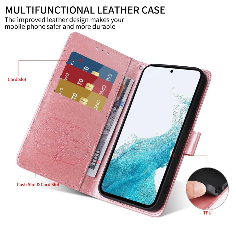 For Google Pixel 9 / 9 Pro Embossed Butterfly Flowers Leather Phone Case(Rose Gold) by buy2fix