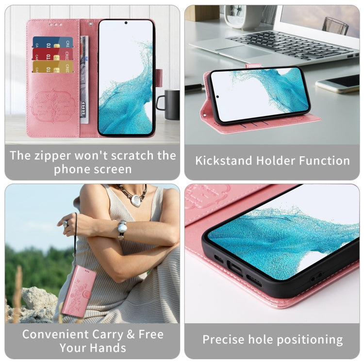 For Google Pixel 9 / 9 Pro Embossed Butterfly Flowers Leather Phone Case(Rose Gold) by buy2fix