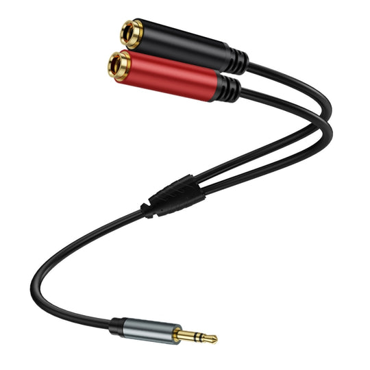 1m Gold Plated 3.5mm TRS Male to 2 x 6.35mm Female Laptop Y Splitter Adapter Audio Cable(Black)