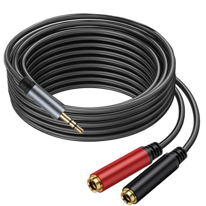 5m Gold Plated 3.5mm TRS Male to 2 x 6.35mm Female Laptop Y Splitter Adapter Audio Cable(Black) - Video & Audio Cable by buy2fix | Online Shopping UK | buy2fix