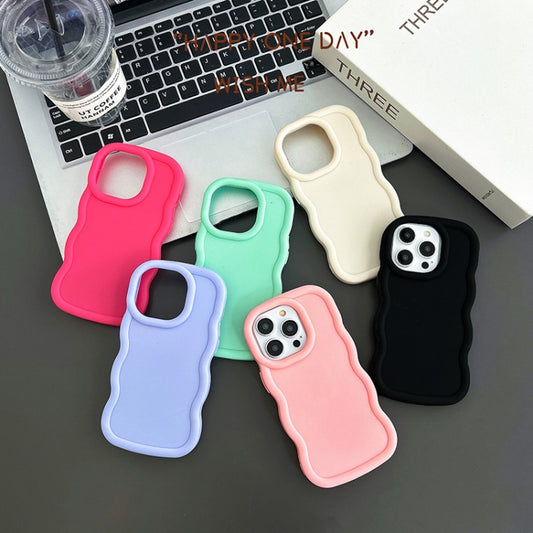 For iPhone 16 Pro Big Wave Puff Shape TPU Phone Case(Blue) by buy2fix