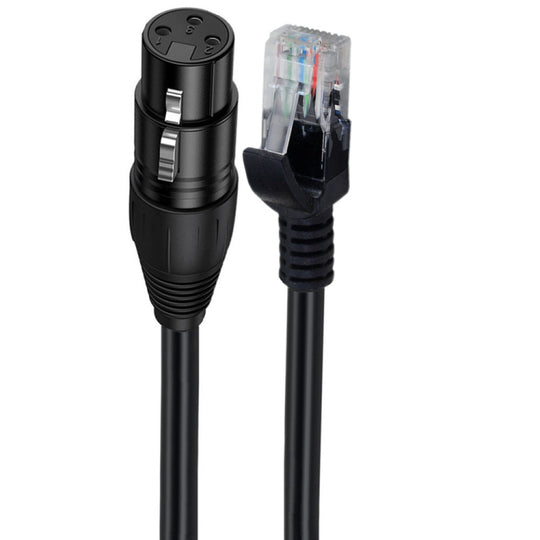 XLR 3 Pin Female to RJ45 Male Network Extension Cable for DMX-CON Controller Series, Length: 30cm(Black)
