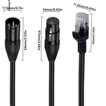 XLR 3 Pin Male to RJ45 Male Network Extension Cable for DMX-CON Controller Series, Length: 30cm(Black) by buy2fix