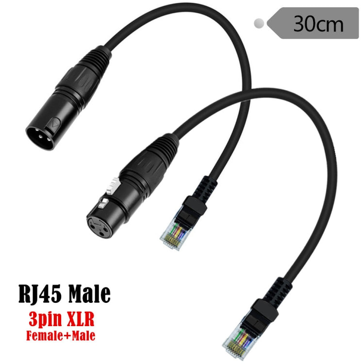 XLR 3 Pin Female to RJ45 Male Network Extension Cable for DMX-CON Controller Series, Length: 30cm(Black) by buy2fix