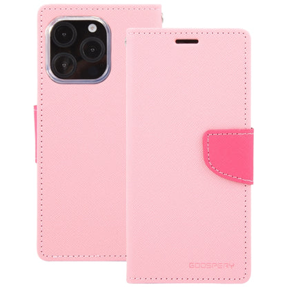 For iPhone 16 Pro Max GOOSPERY FANCY DIARY Cross Texture Leather Phone Case(Pink) by GOOSPERY