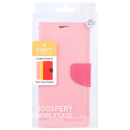 For iPhone 16 Pro Max GOOSPERY FANCY DIARY Cross Texture Leather Phone Case(Pink) by GOOSPERY