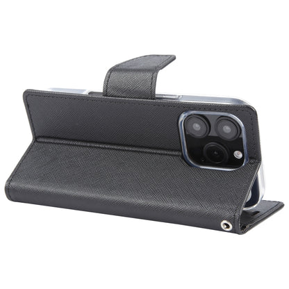 For iPhone 16 Pro GOOSPERY FANCY DIARY Cross Texture Leather Phone Case(Black) by GOOSPERY