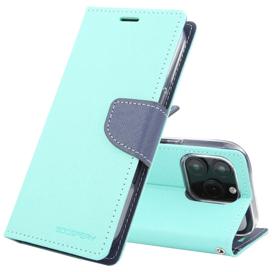 For iPhone 16 Pro GOOSPERY FANCY DIARY Cross Texture Leather Phone Case(Mint Green) by GOOSPERY