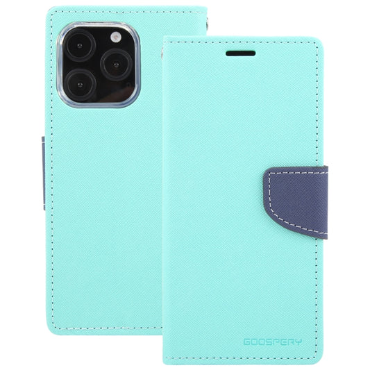 For iPhone 16 Pro GOOSPERY FANCY DIARY Cross Texture Leather Phone Case(Mint Green) by GOOSPERY