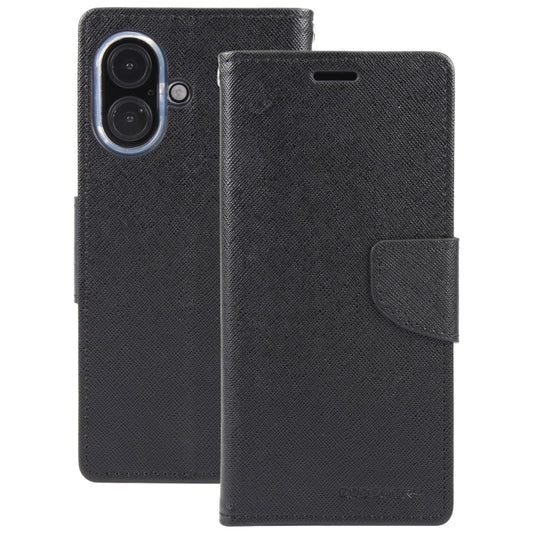 For iPhone 16 Plus GOOSPERY FANCY DIARY Cross Texture Leather Phone Case(Black) by GOOSPERY