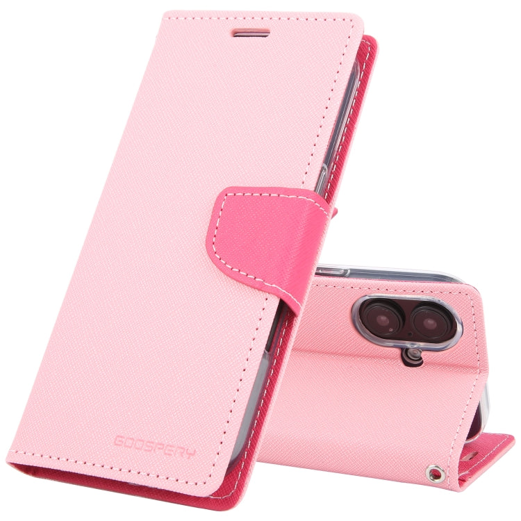 For iPhone 16 Plus GOOSPERY FANCY DIARY Cross Texture Leather Phone Case(Pink) by GOOSPERY