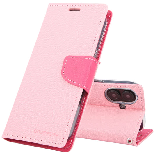 For iPhone 16 Plus GOOSPERY FANCY DIARY Cross Texture Leather Phone Case(Pink) by GOOSPERY