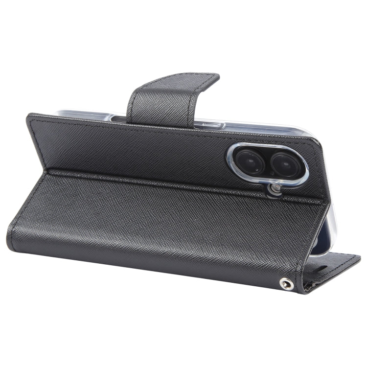 For iPhone 16 GOOSPERY FANCY DIARY Cross Texture Leather Phone Case(Black) by GOOSPERY