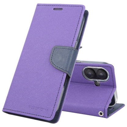 For iPhone 16 GOOSPERY FANCY DIARY Cross Texture Leather Phone Case(Purple) by GOOSPERY
