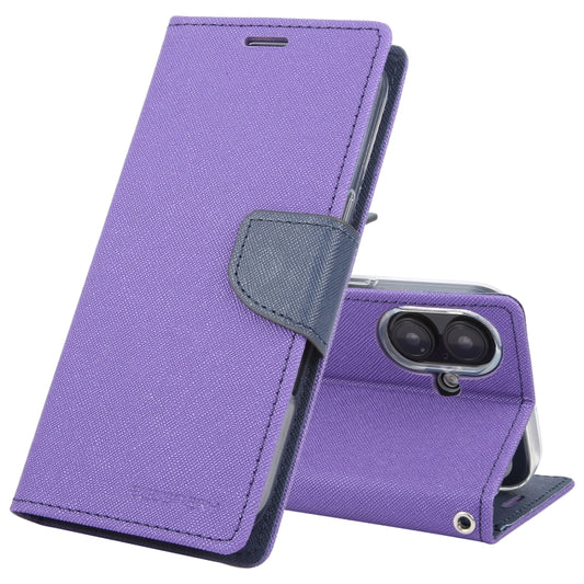 For iPhone 16 GOOSPERY FANCY DIARY Cross Texture Leather Phone Case(Purple) by GOOSPERY