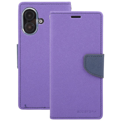For iPhone 16 GOOSPERY FANCY DIARY Cross Texture Leather Phone Case(Purple) by GOOSPERY
