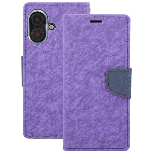 For iPhone 16 GOOSPERY FANCY DIARY Cross Texture Leather Phone Case(Purple) by GOOSPERY
